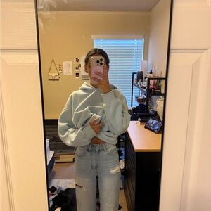 Casual Light Blue Hoodie and Jeans